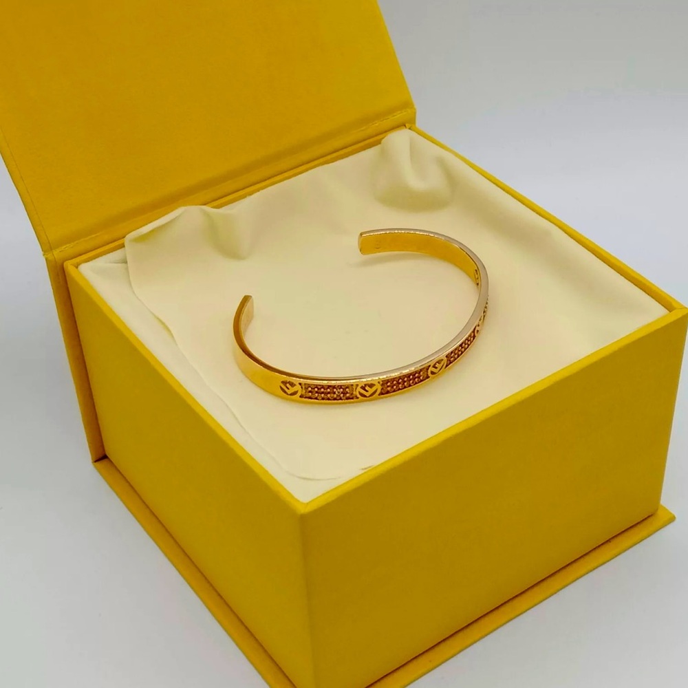 Fendi F is Fendi Crystal Rose Gold Tone Cuff Bracelet S